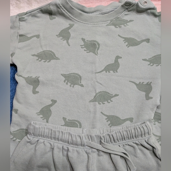 H&M Kids Matching Set in Light Green with Dinosaur Print - Picture 4 of 6